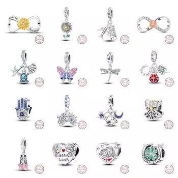 S925 стерлингового серебра клевер бабочка самолет звезда шарм Diy ювелирные изделия аксессуары браслет
