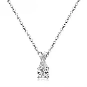 S925 Стерлингового Серебра Корейский Стиль Простое Круглое Алмазное Х-образное Ожерелье Модная Темпераментная Цепочка На Ключицу 925