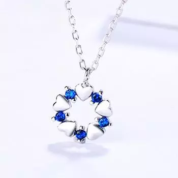 S925 стерлингового серебра корейский стиль синее круглое ожерелье модный темперамент ключичная цепочка серебряное ювелирное ожерелье корейский стиль 925