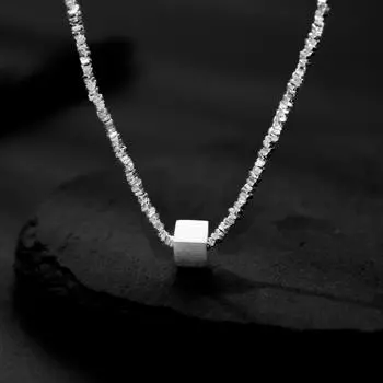 S925 стерлингового серебра квадратное сломанное серебряное ожерелье женская мода простой квадратный сломанный серебряный браслет несколько таэлей Cheng Huan Ji 925 silver
