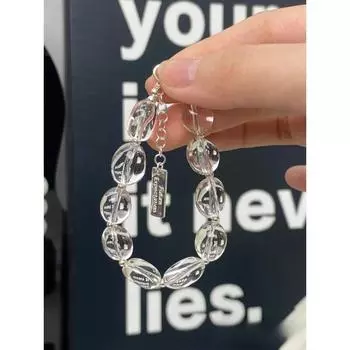 S925 Стерлингового Серебра Летний Овальный Нерегулярный Натуральный Белый Кристалл Браслет Серебряный Браслет Доступный Роскошный Модный Холодный Стиль 925