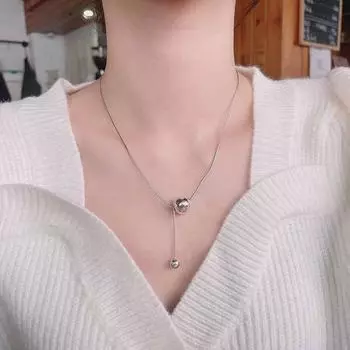 S925 стерлингового серебра Light Luxury Style Snake Bone Chain Transfer Бусины Responsible Ожерелье Французский стиль Wild Ключичная цепочка