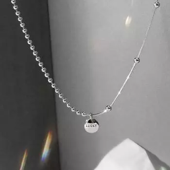 S925 стерлингового серебра Lucky Beanie Letter ожерелье Ins Холодный стиль ожерелье простая и короткая ключичная цепочка темперамент дикий 925