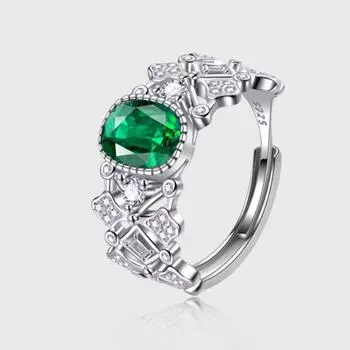 S925 стерлингового серебра люксовый дизайн изумруд голубиное яйцо дамское кольцо французский винтажный стиль суда