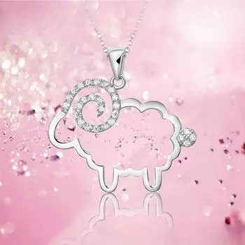 S925 стерлингового серебра маленькая хлопковая овечка кулон зодиакальный серебряный кулон милый изысканный корейский стиль микро стразы серебряные аксессуары ожерелье 925