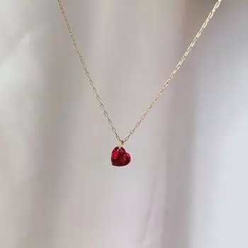 S925 Стерлингового Серебра Маленькое Красное Сердце Цепи Ключицы Светлое Золотое Светлое Экстравагантное Ожерелье с Подвеской в виде Сердца Любви для Женщин Ins Fashion