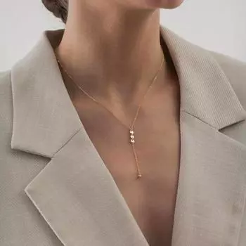 S925 стерлингового серебра Маленькое круглое ожерелье в форме Y-образной формы для женщин с нишевым дизайном, цепочка на ключицу для женщин, осенне-зимняя цепочка для свитера 925