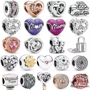 S925 Стерлингового Серебра Мама Очарование Эмаль Излучающая Любовь Мама Сердце Переплетенные Бесконечные Мать Бусины Подходит Для Женщин Браслет DIY Ювелирные Изделия