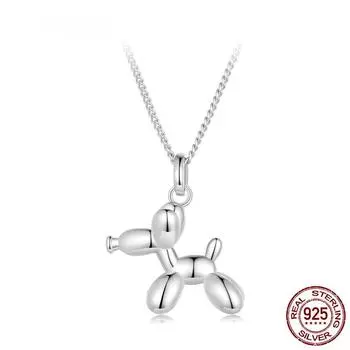 S925 стерлингового серебра, милый воздушный шар, подвеска в виде собаки, ожерелье, платиновая цепочка на шею для женщин, подарок на день рождения