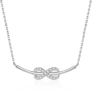 S925 стерлингового серебра мода личность любовь безграничное ожерелье нишевый дизайн бант на шею цепочка для женщин 925 Silver белого золота