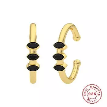 S925 стерлингового серебра мода личность простые конский глаз серьги пряжки серьги клипсы с бриллиантами 925 silver золотой