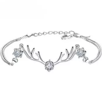 S925 стерлингового серебра на всем пути к вашим рогам двойной бриллиантовый браслет женский корейский стиль All-Match Box Chain Fashion