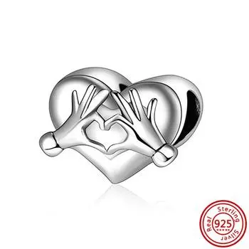 S925 Стерлингового Серебра Настоящий Лучший Друг Обещает Сердце Кулон Любовь Бусины Подходит S925 Оригинальные Подвески Браслет DIY Женские Ювелирные Изделия