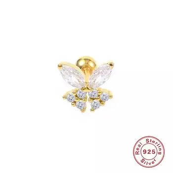 S925 стерлингового серебра одиночные феи бабочка винт серьги гвоздики креативные модные серьги гвоздики пирсинг ювелирные изделия