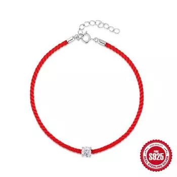 S925 стерлингового серебра одиночный бриллиант моцарелла красный шнур женский браслет с тем же браслетом удачи браслет ювелирные изделия 925 Silver
