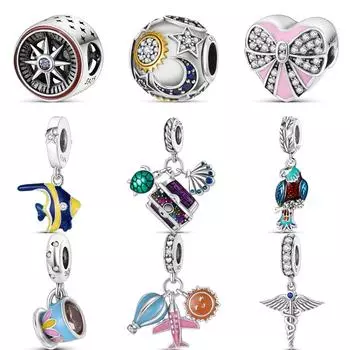 S925 Стерлингового Серебра Океанские Сокровища Самолет Кофейная Чашка Орел Лук Классические Бусины Подходит Оригинальные Подвески Браслет Изящные Ювелирные Изделия