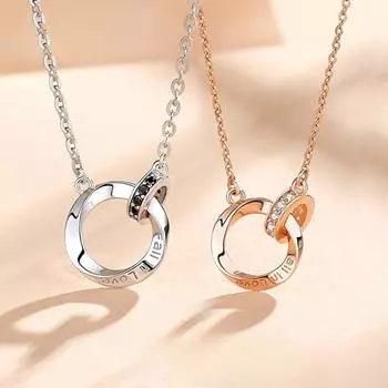 S925 стерлингового серебра пара двойное кольцо ожерелье мода особый интерес дизайн Sense кольцо пряжка ключица цепочка ювелирные изделия 925
