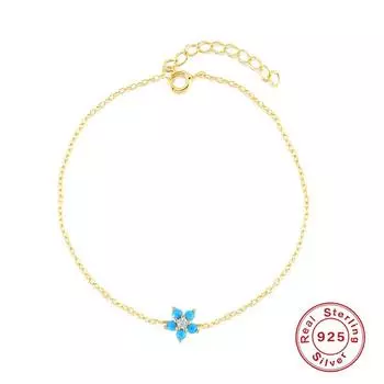 S925 стерлингового серебра персонализированный креативный цветок бирюзовый темперамент браслет стиль носить ювелирные изделия 925 silver золотой