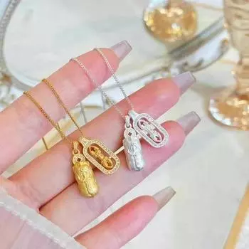 S925 стерлингового серебра Pixiu Vajra Pestle ожерелье Женский нишевый универсальный кулон с бриллиантами, цепочка для ношения Wei Xue