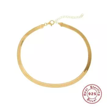 S925 стерлингового серебра плоское змея панк преувеличенное модное ожерелье ключицы цепи ожерелье 925 Silver золотой