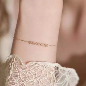 S925 стерлингового серебра позолоченный кружевной бриллиантовый браслет легкий роскошный суд стиль ажурный нишевый двойной браслет для женщин 925