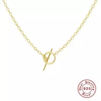 S925 стерлингового серебра простая пряжка Ot креативное ожерелье женская ключичная цепочка японские и корейские минималистские аксессуары для одежды 925 silver золотой