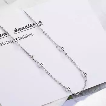 S925 стерлингового серебра простое ожерелье из бисера корейский стиль джокер женское ожерелье ювелирные изделия из стерлингового серебра 925