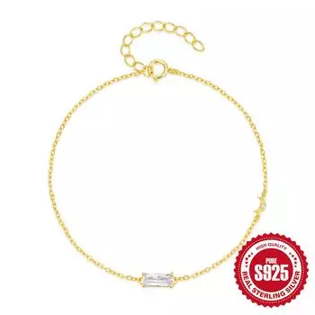 S925 стерлингового серебра простой классический простой прямоугольный базовый браслет браслеты 925 Silver