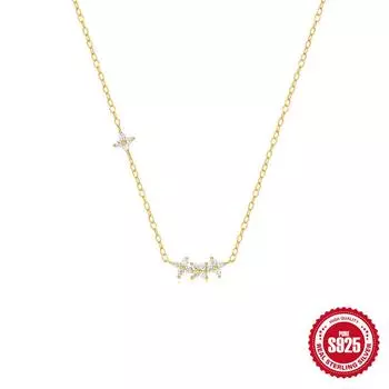 S925 стерлингового серебра простые лепестки с бриллиантами в форме ветра четыре лепестка ежедневно с женским ожерельем цепочка на ключицу 925 silver золотой