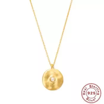 S925 стерлингового серебра ретро французский дизайн Sense Light роскошь нерегулярный узор диск жемчужный стиль женское ожерелье ключицы 925 Silver