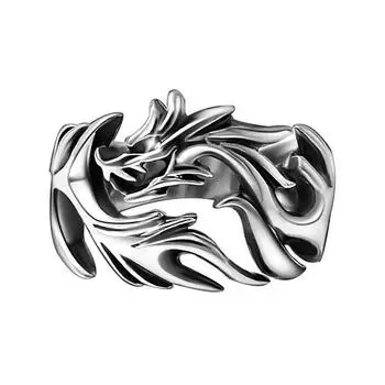 S925 Стерлингового Серебра Ретро Кольца Дракона Для Мужчин Женщин Настоящее Серебро Креативный Lucky Punk Открытое Кольцо Изменяемого Размера Ювелирные Изделия