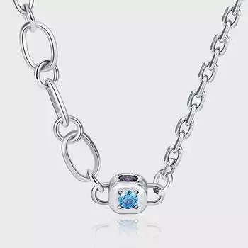 S925 стерлингового серебра ретро одноцветные кубические циркониевые кубики двухслойное сращивание цепочка ожерелье женский нишевый дизайн чувство продвинутый холодный ветер