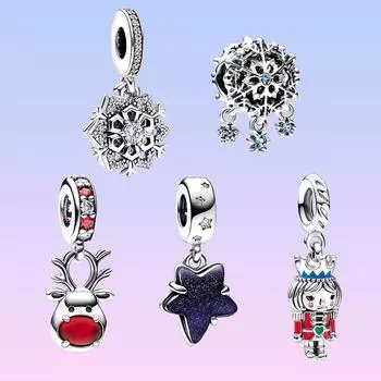 S925 стерлингового серебра Рождественский Щелкунчик подвеска подходит оригинальный браслет DIY ювелирные изделия для женщин подарки на день рождения