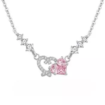 S925 стерлингового серебра розовое ожерелье с любовью женская легкая роскошная нишевая высококачественная ключичная цепочка для подарка девушке на День святого Валентина 925 silver