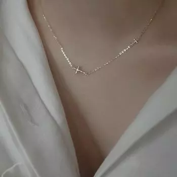 S925 стерлингового серебра ручной работы подвесной крест ключица цепочка женский тонкий верование крест легкое роскошное ожерелье 925