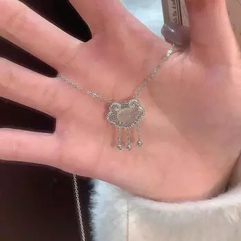 S925 стерлингового серебра Ruyi замок безопасности женский кисточка замок долговечность легкая роскошная цепочка на ключицу меньшинства