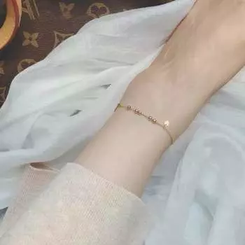 S925 стерлингового серебра сердце боб браслет на щиколотку женский простой личность счастливые бусины высокочувствительные украшения для ног лето 925