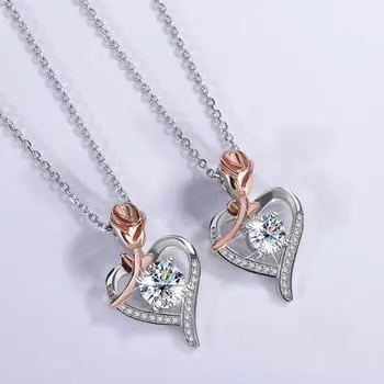 S925 Стерлингового Серебра Сердце Океана Дамы Любовь Муассанит Ожерелье Подарок на День Святого Валентина Подвеска Темперамент 1CT