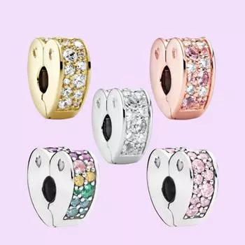 S925 Стерлингового Серебра Сердце Паве Пробка Клип Строка Бусина С Тканевой Сумкой Подходит Для Изготовления Браслета для Женщин Подарки На День Рождения