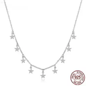 S925 стерлингового серебра штабелируемое колье со звездами короткая цепочка ожерелье для женщин свадьба помолвка ювелирные украшения