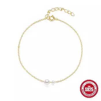 S925 стерлингового серебра скользящий браслет женский Ins Wind Niche High Sense нестандартный размер жемчужный браслет браслет 925 silver золотой