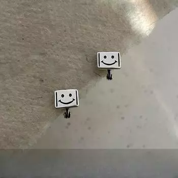 S925 стерлингового серебра смайлик квадратные серьги клипсы женские серьги косточка кольцо особый интерес дизайн Ins особый интерес дизайн простой 925