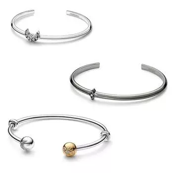 S925 стерлингового серебра Солнце и Луна Открытый браслет-манжета подходит оригинальные подвески ювелирные изделия для женщин день рождения Рождество подарки 16cm