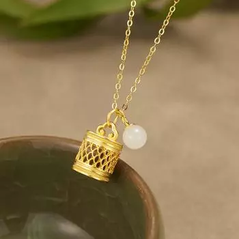 S925 стерлингового серебра старинный хэтяньский нефрит благословение печать ожерелье женский стиль универсальные аксессуары модные серебряные украшения 925 silver