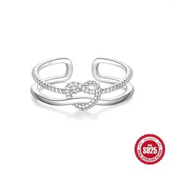 S925 стерлингового серебра супер бессмертный бабочка цветок цвет романтический маленький свежий открытый двойной кольцо хвост кольцо кольца Opening Adjustable