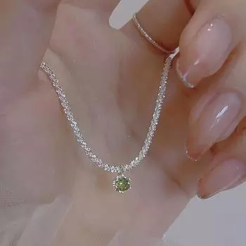 S925 стерлингового серебра сверкающее ожерелье женское минималистское легкое роскошное холодное стильное ожерелье с цепочкой на ключицу один бриллиант кулон 925 серебряный