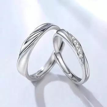 S925 стерлингового серебра световая волна пара парные кольца простые мужские и женские открытые кольца ниша подарок opening adjustable