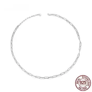 S925 стерлингового серебра в стиле панк, штабелируемое базовое звено цепи, ожерелье с квадратной пряжкой для женщин, вечерние ювелирные украшения