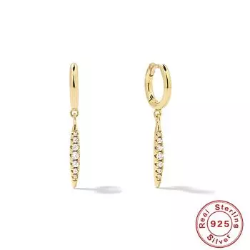 S925 стерлингового серебра вертикальные плотные гвоздики уличная хип-хоп подвеска модные серьги серьги 925 Silver золотой