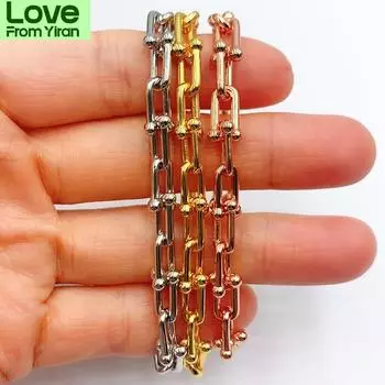 S925 стерлингового серебра высокого качества тонкий U-образный модный браслет женский логотип подлинные ювелирные изделия подарок на день святого Валентина 17cm